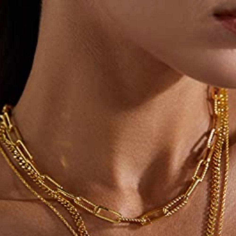 14k Gold Paperclip Cheval Fancy Chain Necklace